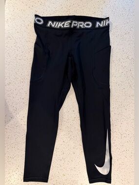 Nike Black Women’s Pro Compression Pants with White Swoosh